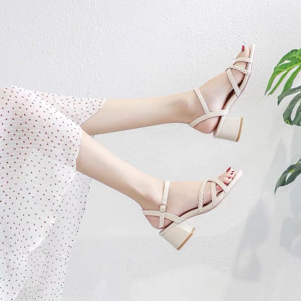 Giày Sandal Cao Gót Da Mềm Thanh Lịch Cho Nữ