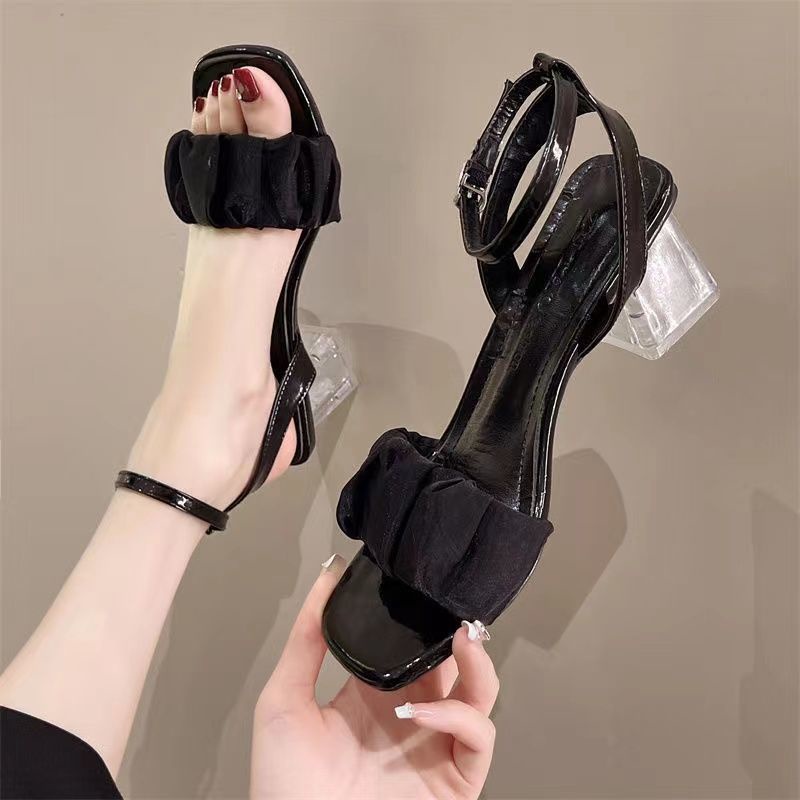 Giày Sandal Cao Gót Đế Pha Lê Phong Cách Thời Trang Roman Dành Cho Nữ