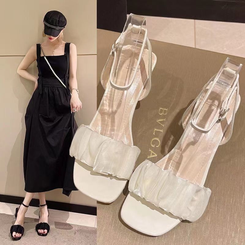 Giày Sandal Cao Gót Đế Pha Lê Phong Cách Thời Trang Roman Dành Cho Nữ