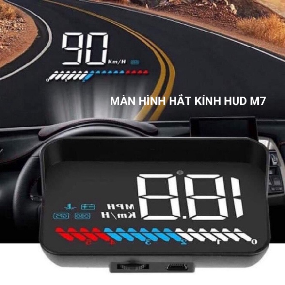 Màn Hình Hắt Kính HUD M7, hiện ra vận tốc Và Note vận tốc Ô Tô, xe ô tô Cắm Cổng OBD2 + USB GPS