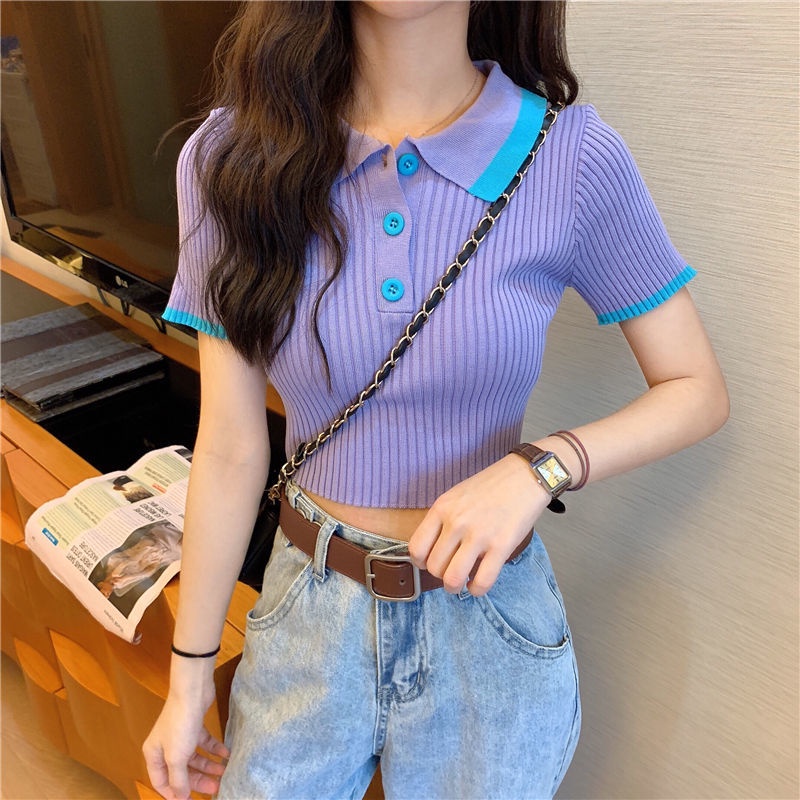 Áo Thun Polo Ngắn Tay Lưng Cao Phong Cách Mới Cho Nữ