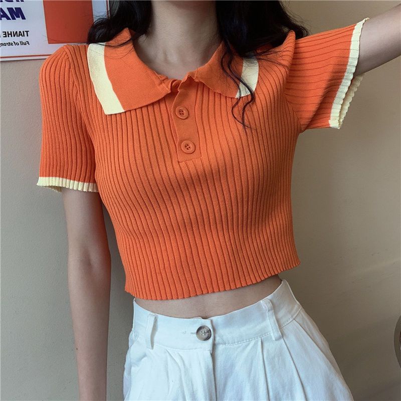 Áo Thun Polo Ngắn Tay Lưng Cao Phong Cách Mới Cho Nữ