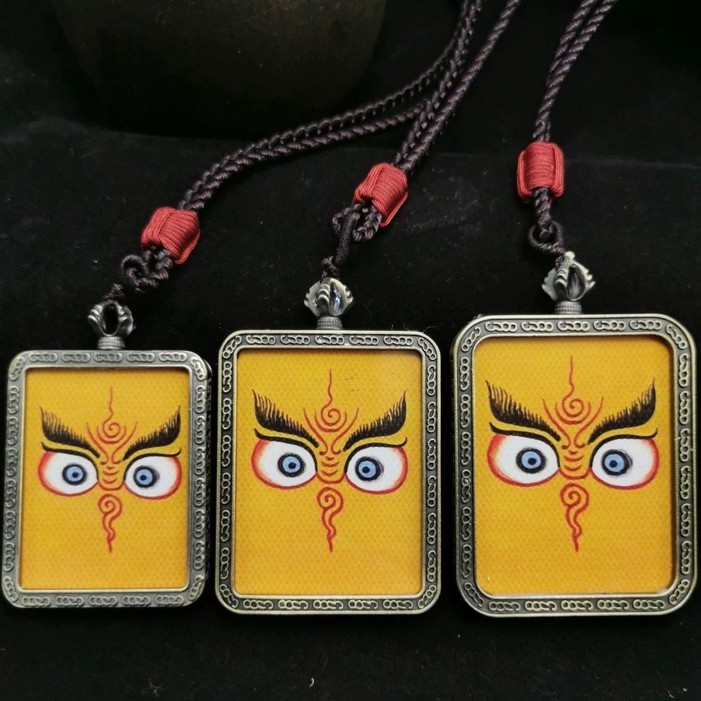 Tangka Mặt Dây Chuyền Màu Đồng Mặt Hình Mắt Mèo Huang Caishen Fayan Thangka Boruofa Boruofa