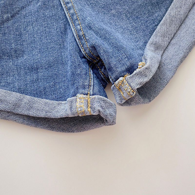 Jiashucheng Quần Short Denim Lưng Cao Ống Rộng Viền Xoăn Phong Cách Hàn Quốc Thời Trang Xuân Hè Mới Cho Nữ
