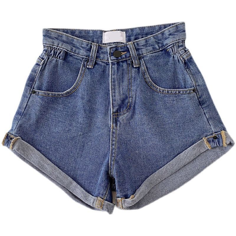 Jiashucheng Quần Short Denim Lưng Cao Ống Rộng Viền Xoăn Phong Cách Hàn Quốc Thời Trang Xuân Hè Mới Cho Nữ