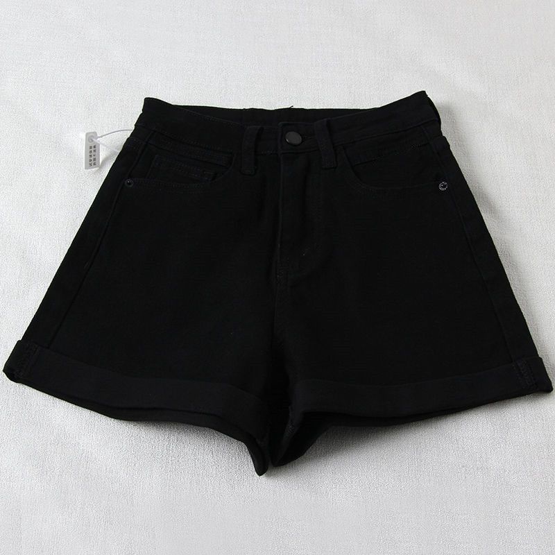 Jiashucheng Quần Short Denim Màu Be Eo Cao Dáng Chữ a Rộng Phong Cách Mới Mùa Hè Cho Nữ