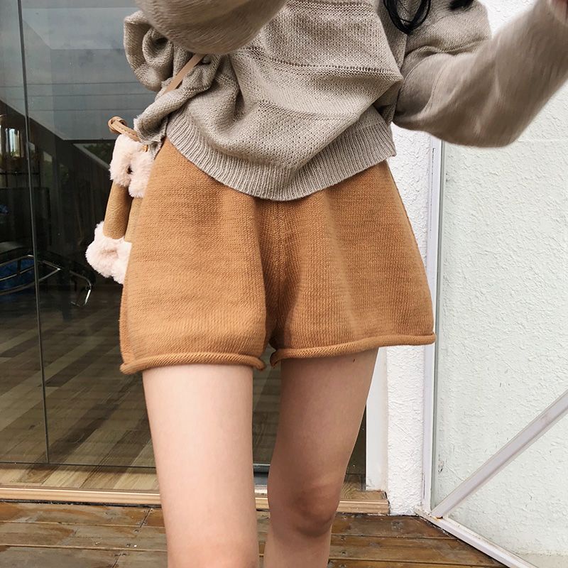 Jiashucheng Quần Short Dệt Kim Lưng Cao Dáng Chữ A Ống Rộng An Toàn Phong Cách Mới Mùa Xuân Hè Có Thể Làm Worn Bên Ngoài Cho Nữ