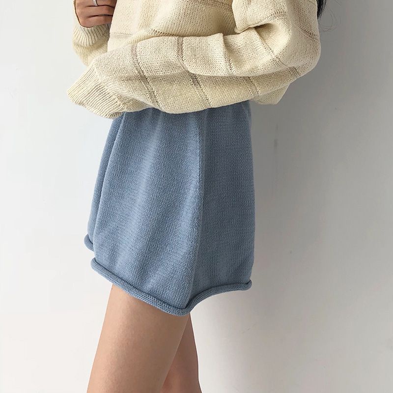 Jiashucheng Quần Short Dệt Kim Lưng Cao Dáng Chữ A Ống Rộng An Toàn Phong Cách Mới Mùa Xuân Hè Có Thể Làm Worn Bên Ngoài Cho Nữ