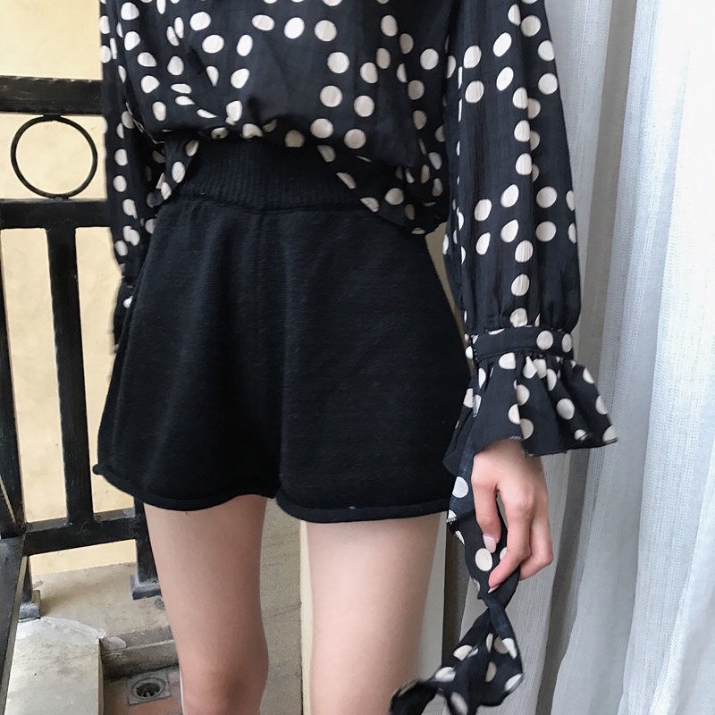 Jiashucheng Quần Short Dáng Chữ A Lưng Cao Ống Rộng Phong Cách Hàn Quốc Dễ Phối Đồ Cho Nữ