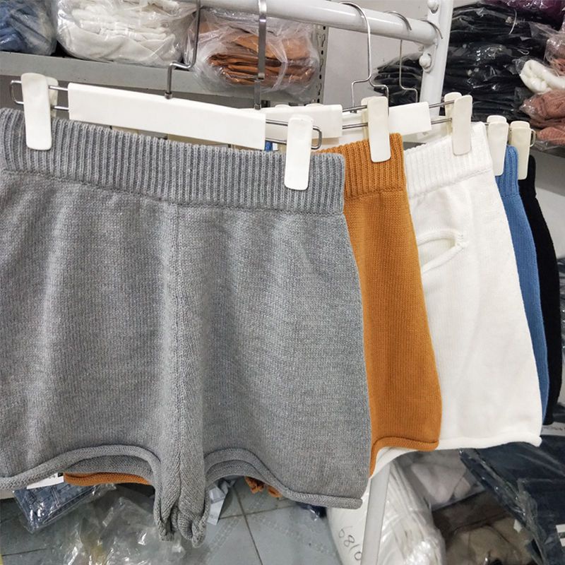 Jiashucheng Quần Short Dáng Chữ A Lưng Cao Ống Rộng Phong Cách Hàn Quốc Dễ Phối Đồ Cho Nữ