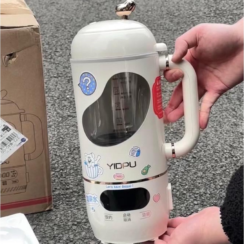Máy xay nấu làm sữa hạt sinh tố mini cầm tay YIDPU màu trắng dung tích 1L bảo hành 12 tháng