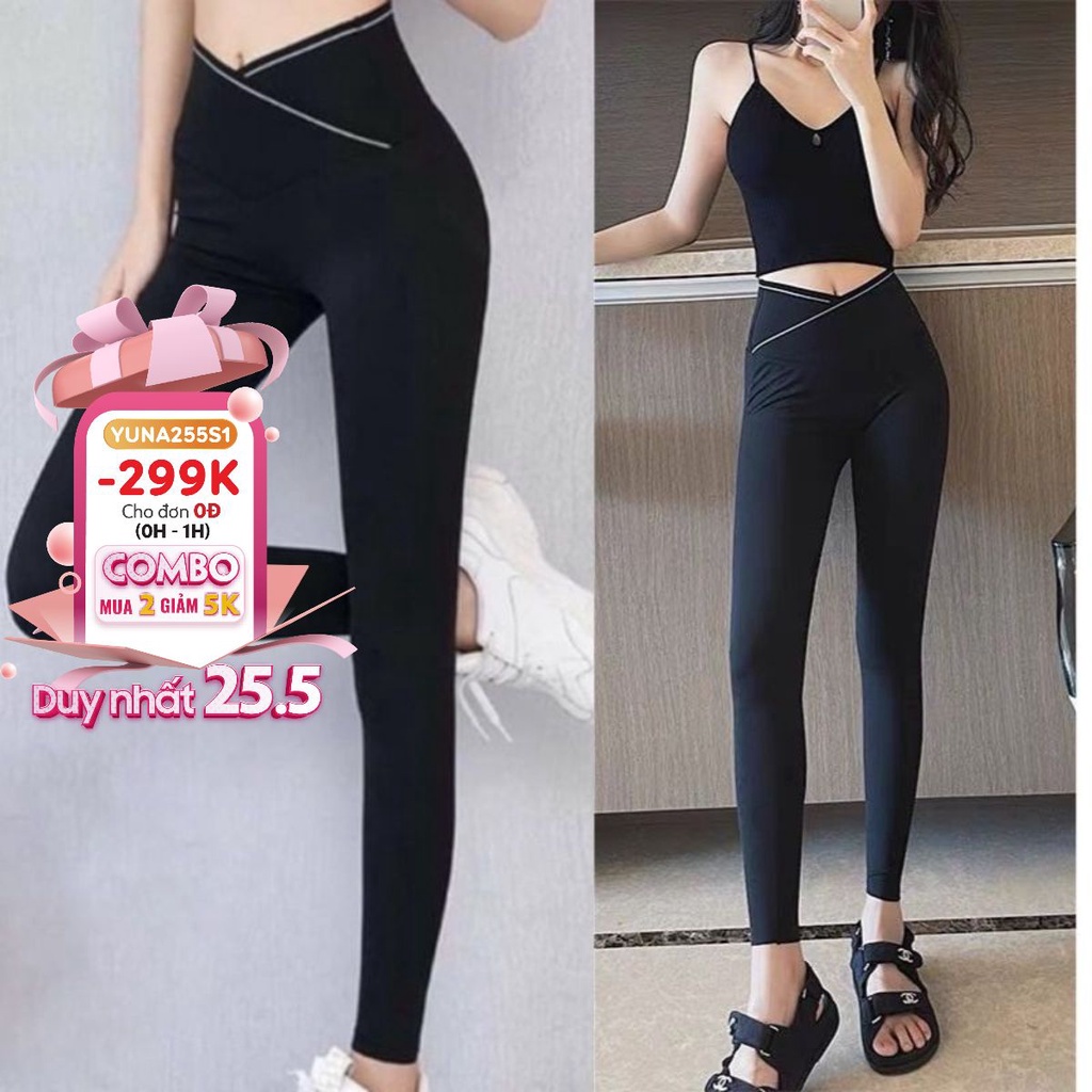 Quần legging nữ Maika cạp cao gen bụng nâng mông chất liệu umi cao cấp hàng loại 1, phụ kiện thời trang YUNA