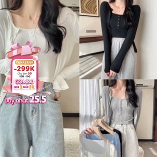 Áo cardigan Maika mỏng phong cách Hàn Quốc set hai món , phụ kiện thời trang YUNA