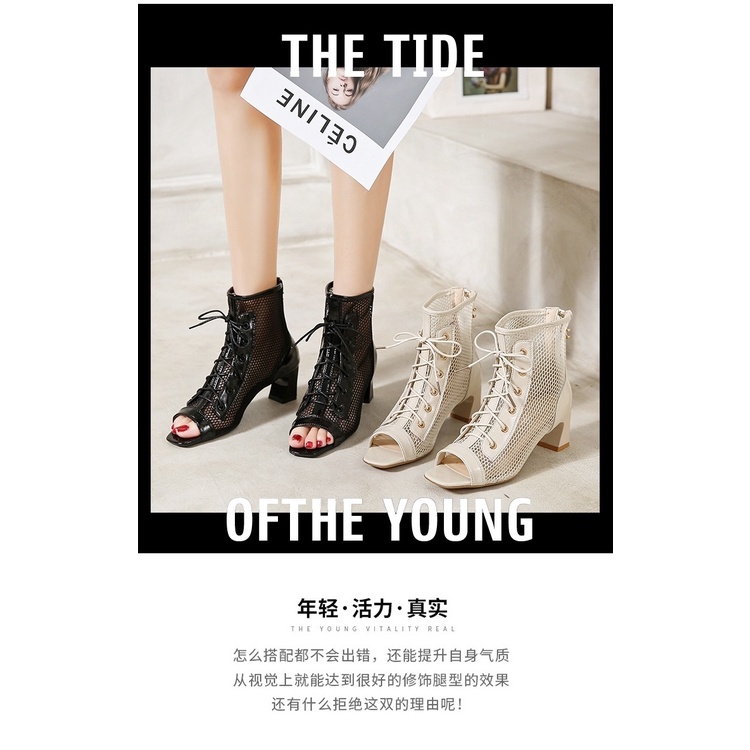 [Chính Hãng] Sandal Da Mềm Mại Hở Mũi Đế Dày Phong Cách Mới Mùa Hè Cho Nữ