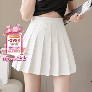 Chân váy xếp ly tennis YUNA chữ a ngắn màu trắng đen cạp cao phong cách Ulzzang, phụ kiện thời trang MAIKA