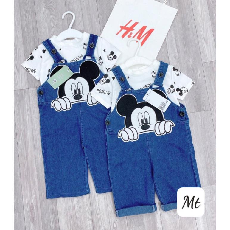 SET YẾM QUẦN BÒ KÈM ÁO HÌNH MICK.KEY CHO BÉ