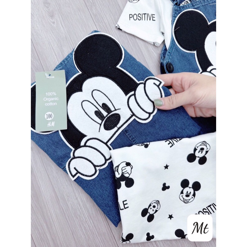 SET YẾM QUẦN BÒ KÈM ÁO HÌNH MICK.KEY CHO BÉ