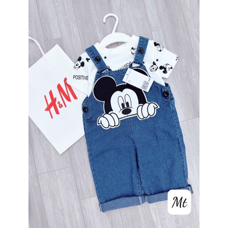 SET YẾM QUẦN BÒ KÈM ÁO HÌNH MICK.KEY CHO BÉ