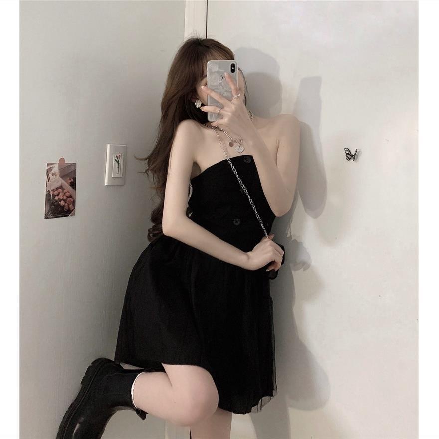 Đầm Ống Giả Hai Mảnh Thiết Kế Không Đồng Đều Phong Cách Mới Cho Bé Gái