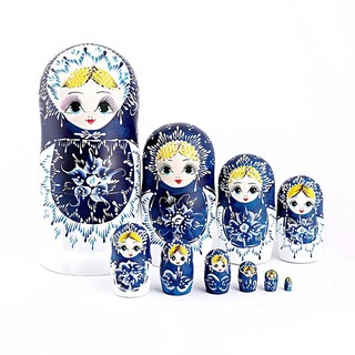 Búp bê nga matryoshka 10 lớp bằng gỗ dễ thương