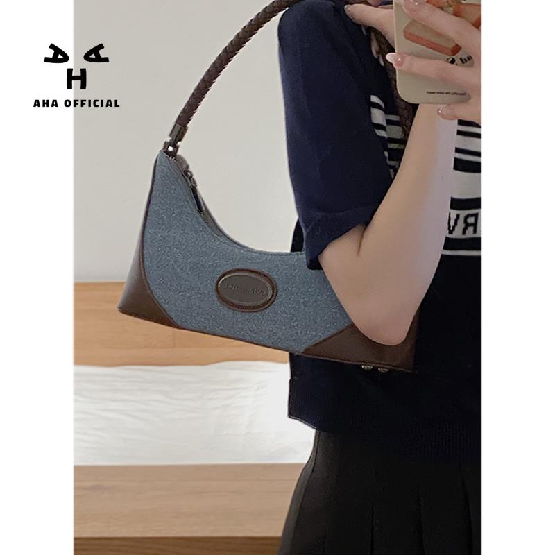 Túi Xách Denim Đeo Dưới Cánh Tay Phong Cách Thời Trung Cổ Thời Trang Cho Nữ