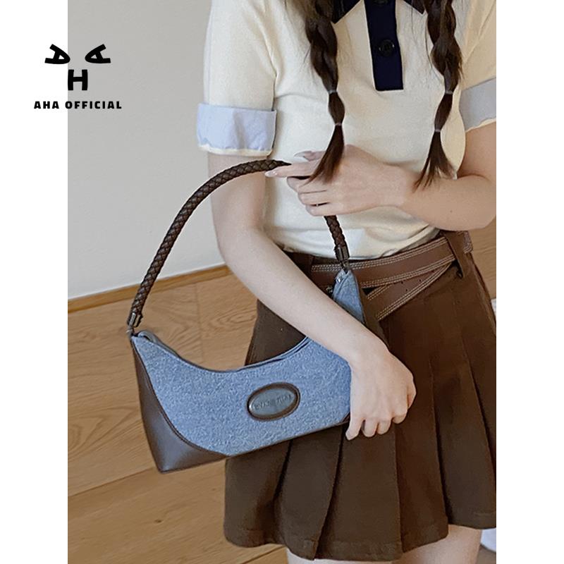 Túi Xách Denim Đeo Dưới Cánh Tay Phong Cách Thời Trung Cổ Thời Trang Cho Nữ