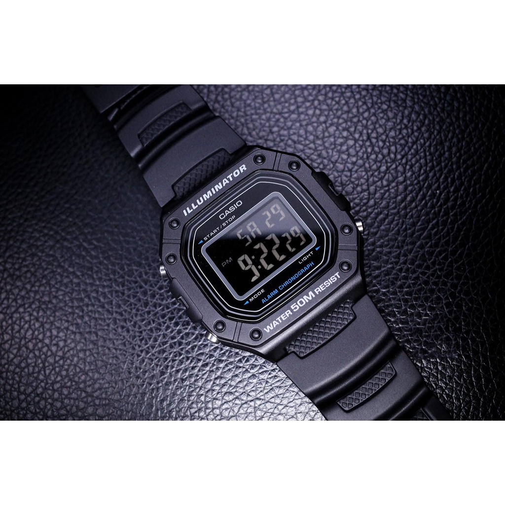 Đồng Hồ Nam Dây Nhựa Casio Standard W-218H-1B Chính Hãng | W-218H-1BVDF Pin 7 Năm