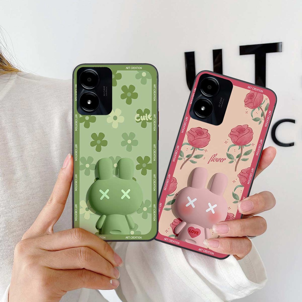 Ốp lưng Vivo Y01 / Y02s hình thỏ hoa cute, hiệu ứng 3D, ốp lưng thời trang giá rẻ
