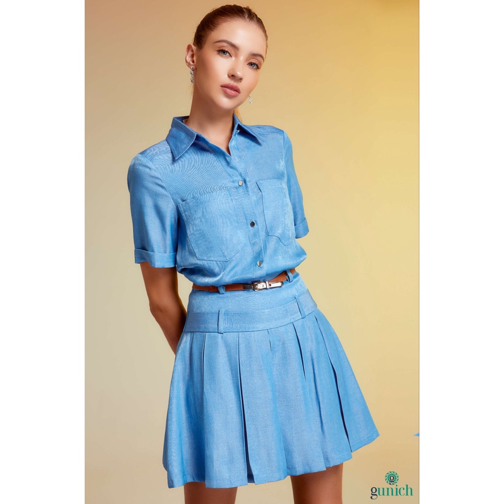 Set Áo sơmi tay ngắn và Váy xếp ly Gunich