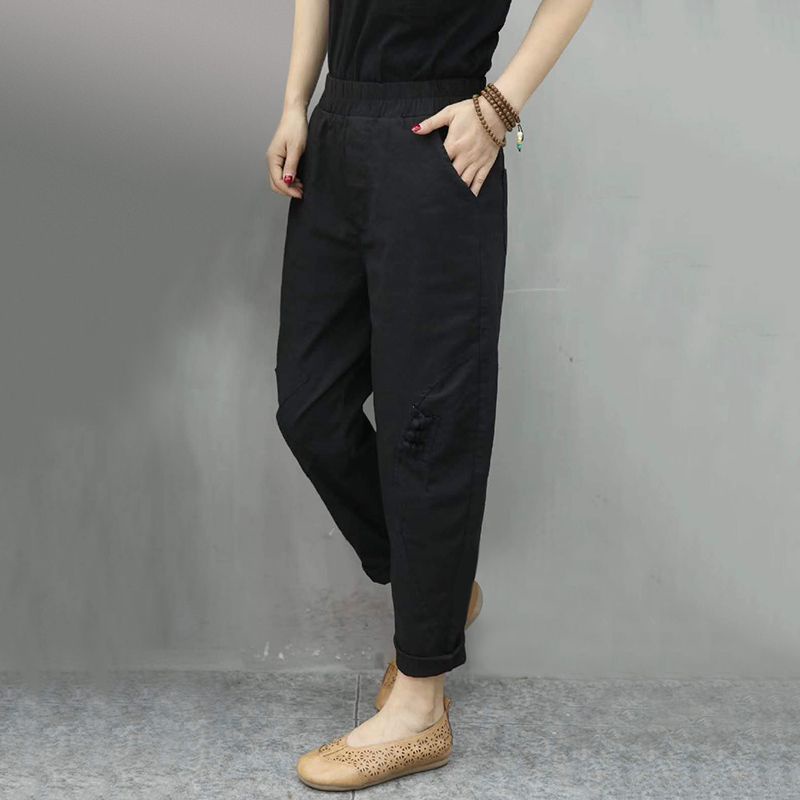 Quần Harem Cotton Lanh Cạp Cao Co Giãn Thoải Mái Phong Cách Mới Cho Nữ