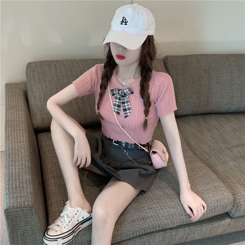 Jiashucheng Áo Thun Tay Ngắn Phong Cách Phương Tây Thời Trang Mùa Hè Mới Cho Nữ