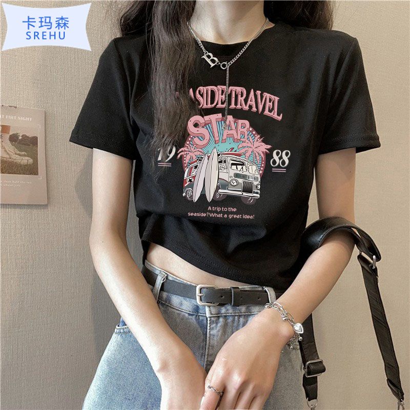 Áo thun JSC tay ngắn hở vai phong cách Mỹ thời trang mùa hè dành cho nữ