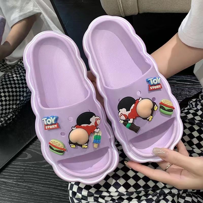 Dép Đế Dày Chống Trượt In Hoạt Hình Cậu Bé Bút Chì Shin Thời Trang Mùa Hè Cá Tính
