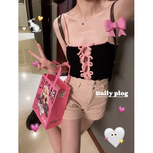 💎𝐀𝐌𝐎𝐑𝐌𝐈𝐎💎 | Rose Top | Áo len 2 dây họa tiết hoa hồng móc handmade mùa hè