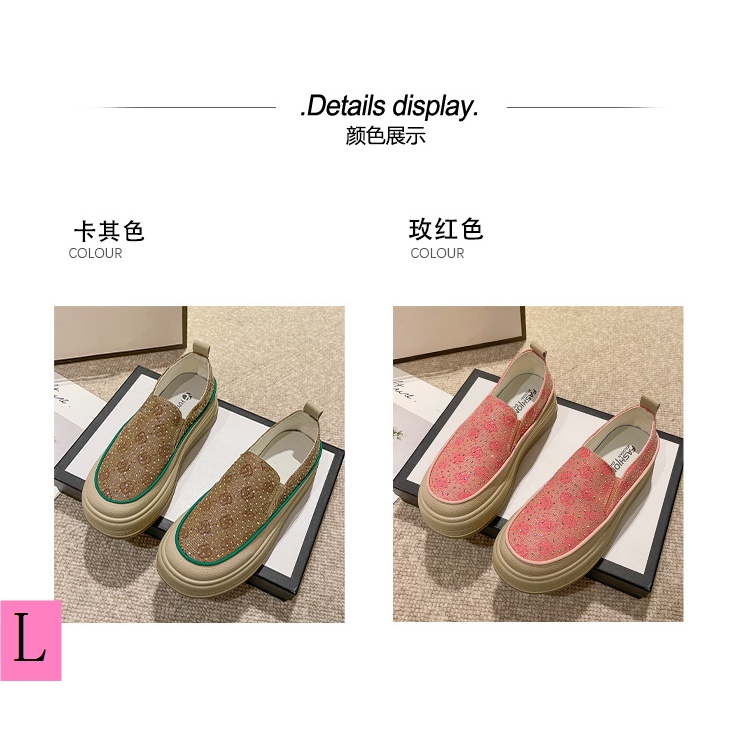 Giày Lười Đế Dày Mũi Tròn Đính Kim Sa Thời Trang Xuân Hè 2023