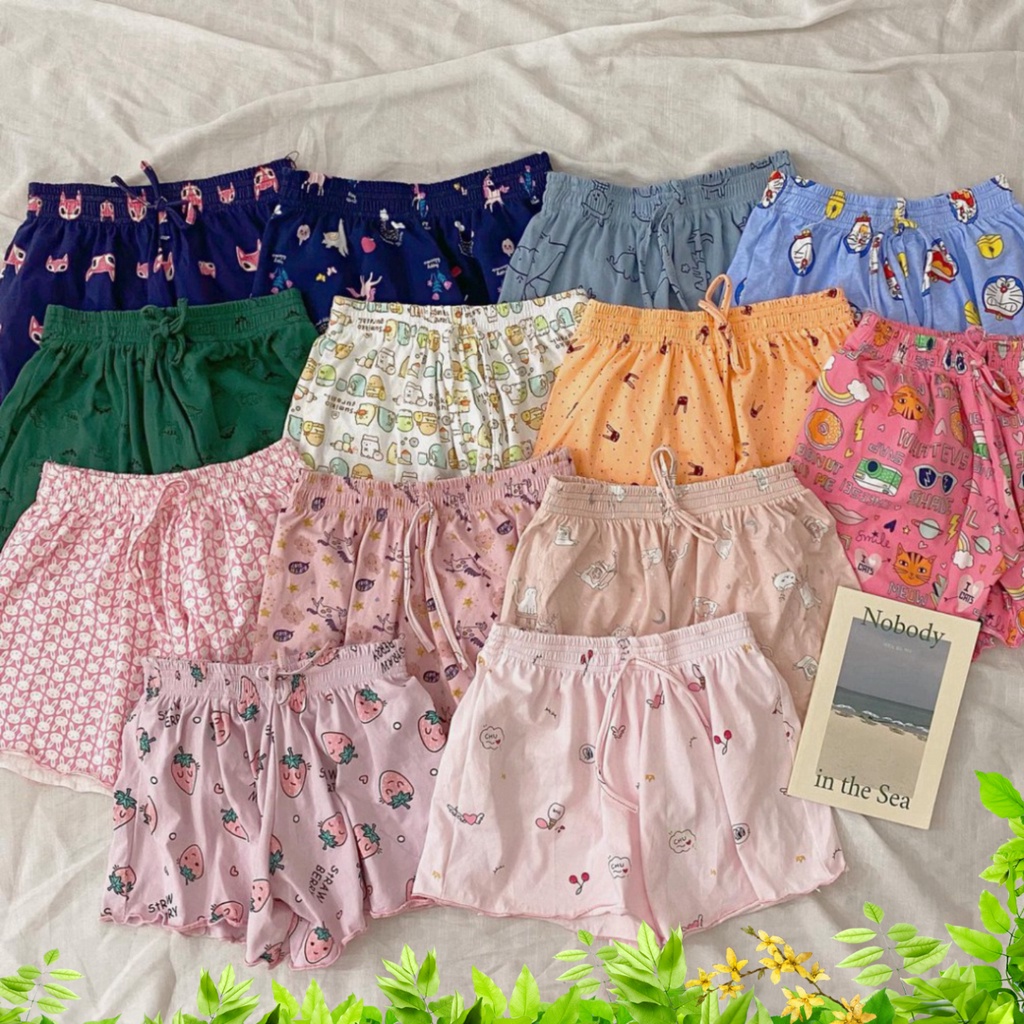 {SP mới - sẵn} - Quần Đùi Nữ Chạy Viền Icon 👗 Quần Short Ngủ Nhiều Hình 👗 Quần Đùi Nữ Thái họa tiết Chân Bèo Sooc hè