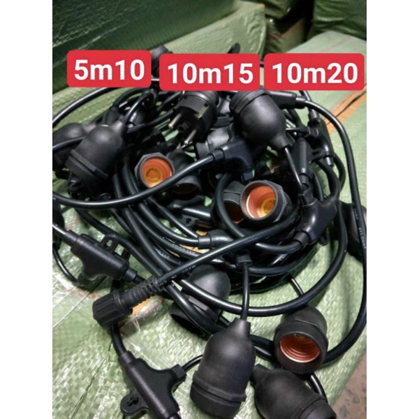 Dây đuôi đèn trang trí ngoài trời , đúc đuôi liền dây 5m10đ , 10m 15đ, 10m 20đ