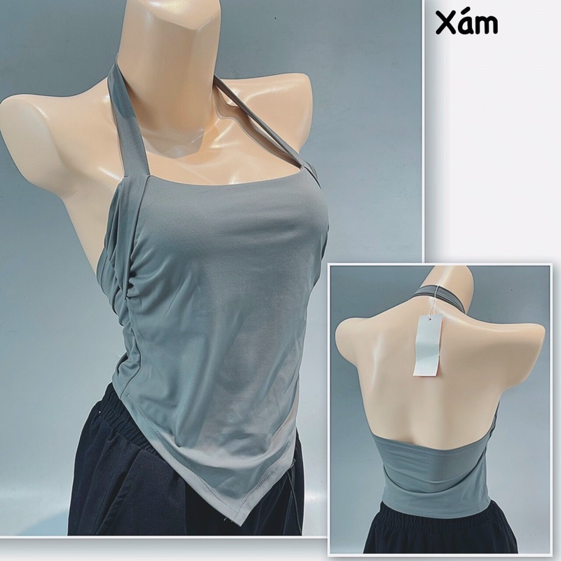 ￼Áo Croptop Thể Thao Nữ Cổ Yếm, Vạt Nhọn Chất Đẹp