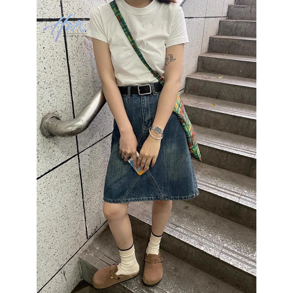 Chân Váy Denim Chữ a Dáng Rộng Phong Cách Retro Nhật Bản Thời Trang Mùa Hè Dành Cho Nữ