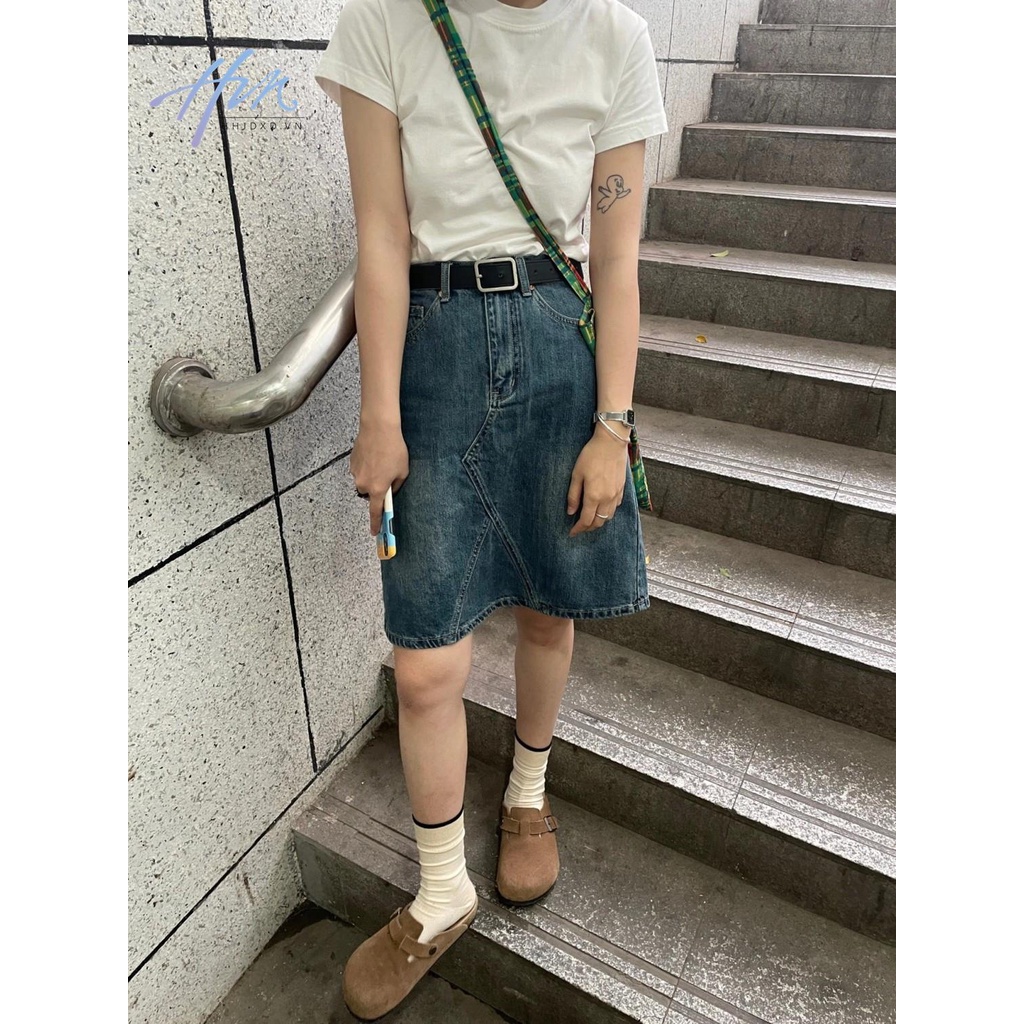 Chân Váy Denim Chữ a Dáng Rộng Phong Cách Retro Nhật Bản Thời Trang Mùa Hè Dành Cho Nữ