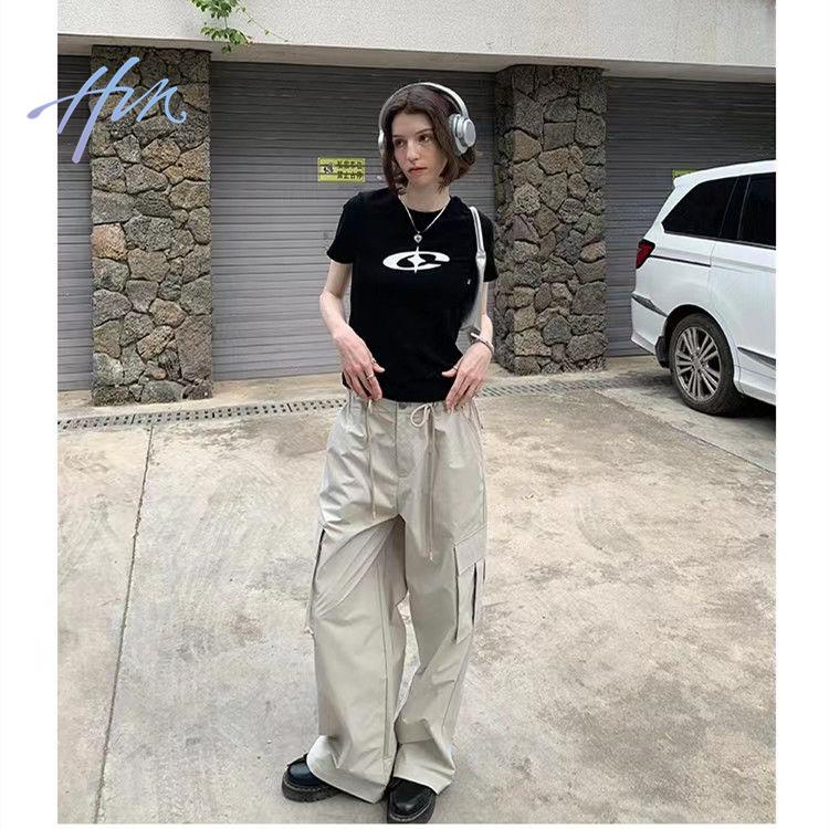 Áo Thun Tay Ngắn Dáng Ôm In Hình Hành Tinh Độc Đáo Phong Cách Retro Mỹ