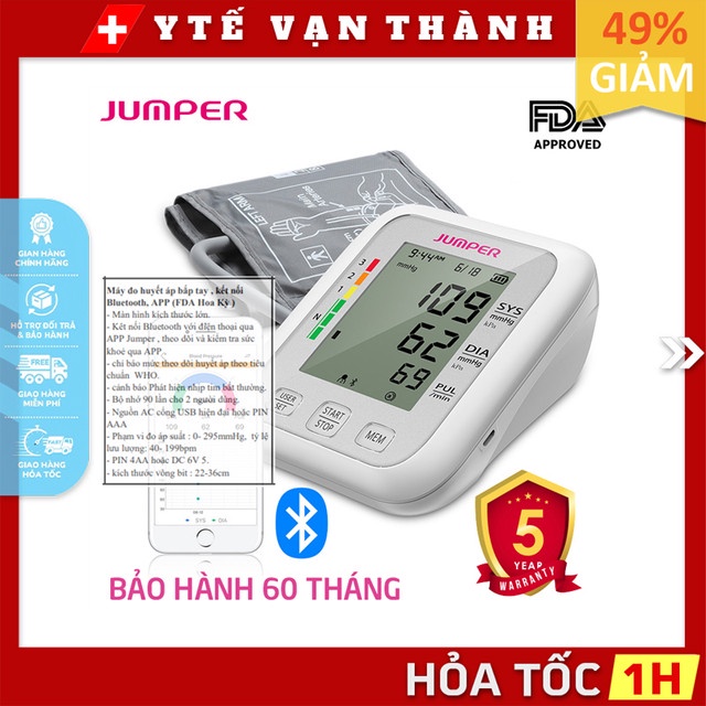✅ Máy Đo Huyết Áp Bắp Tay Jumper JPD - HA120 (Bluetooth) | (Công Nghệ Đức) -VT0963