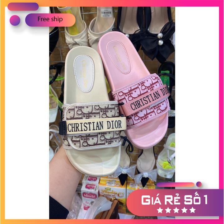 Dép lê HOT 2023 -Dép Dior hồng - Dép Dior kem - Dép Dior đen - dép Quai Ngang, Phong cách Hàn Quốc