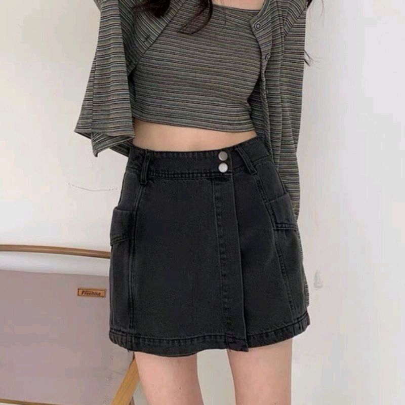 Quần shorts jeans nữ giả váy lưng cao, chân váy ngắn chữ a dáng ôm hot trend 2023 Shop Hạt Dẻ