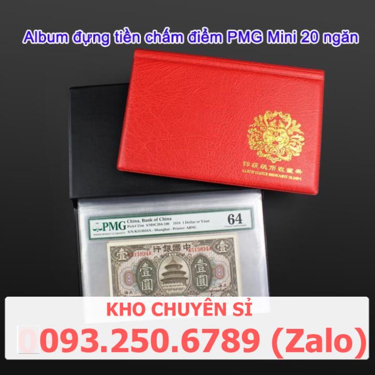 Album Đựng Tiền Đã Chấm Điểm PMG , Loại Cầm Tay Của Hãng PCCB, Có 20 Lá Phơi Trong Suốt để 20 tờ