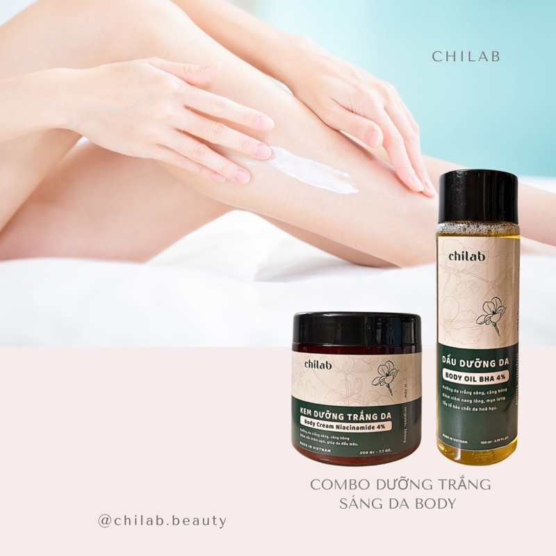 Dầu dưỡng cơ thể làm sáng da, tẩy tế bào chết hoá học CHILAB Body Oil giả.m viê.m nang lôn.g