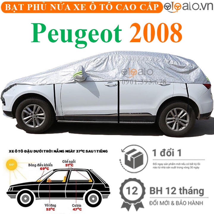 Bạt phủ nửa nóc kính lái xe ô tô Peugeot 2008 3 lớp - OTOALO