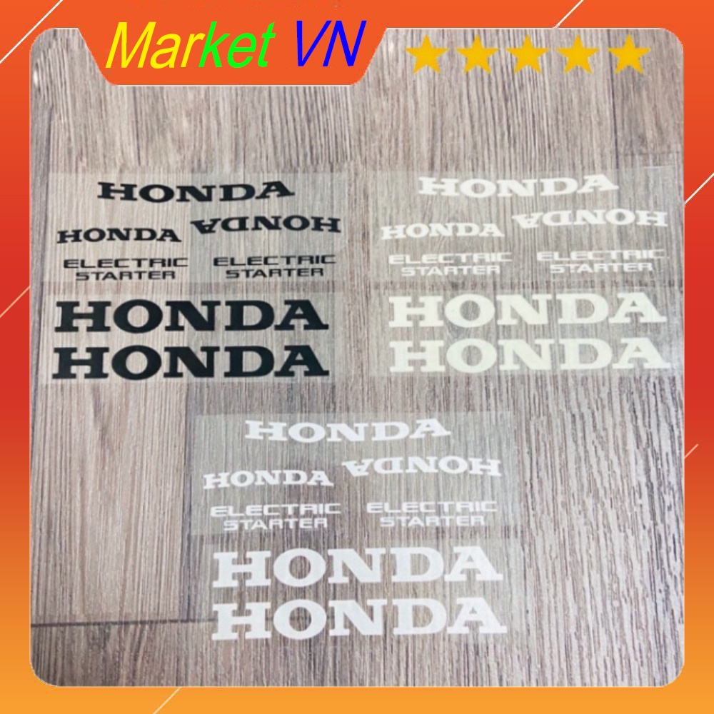 Tem Chữ Honda Electric Starter Chất Liệu Nhựa PVC 3 Lớp Siêu Bền Chống Nước (Bộ 7 Tem)
