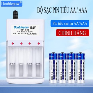 Sạc pin 4 cổng doublepow dp-b02 chính hãng và pin tiểu sạc aa aaa