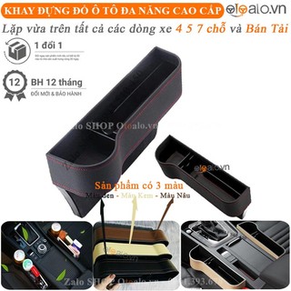 Bộ khay đựng đồ đa năng xe ô tô bọc da - Hộc để đồ khe ghế xe hơi - OTOALO